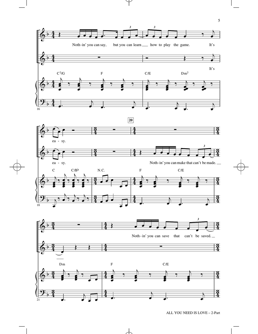 All You Need Is Love (arr. Cristi Cari Miller) 2-Part scores gallery preview page 3