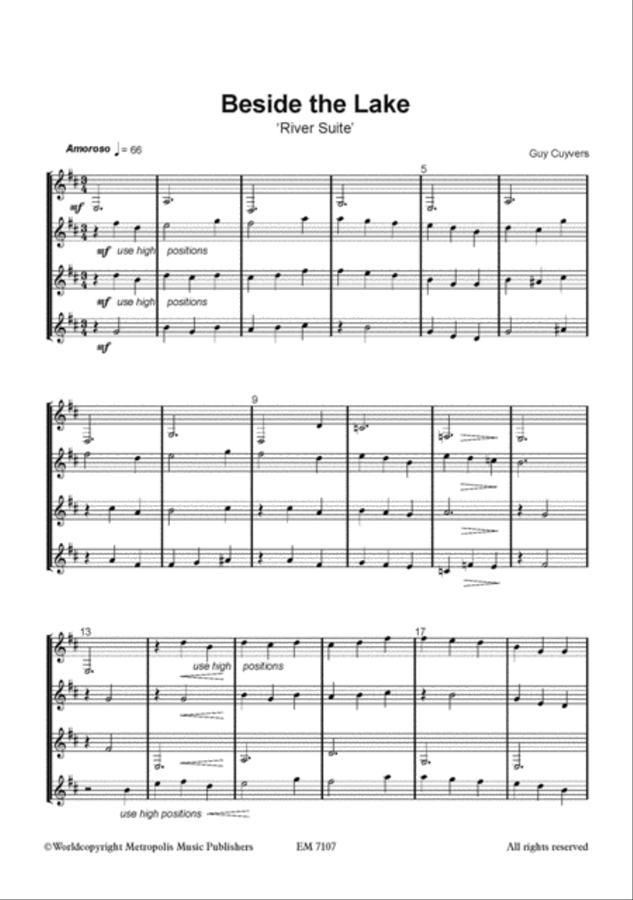 Beside the Lake (from 'River Suite') for Guitar Quartet Guitar Ensemble scores gallery preview page 2