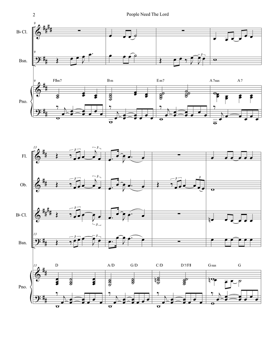 People Need The Lord Woodwind Quartet scores gallery preview page 2