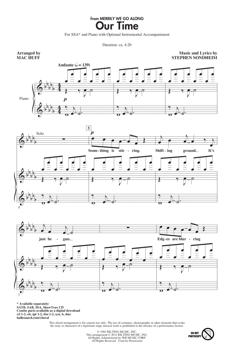 Our Time (from Merrily We Roll Along) (arr. Mac Huff) SSA scores gallery preview page 1