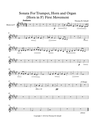 Sonata For Trumpet, Horn And Organ First Movement-Horn In F Part