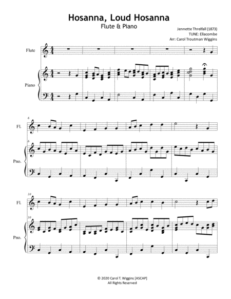 Hosanna, Loud Hosanna (Ellacombe) Flute & Piano image number null
