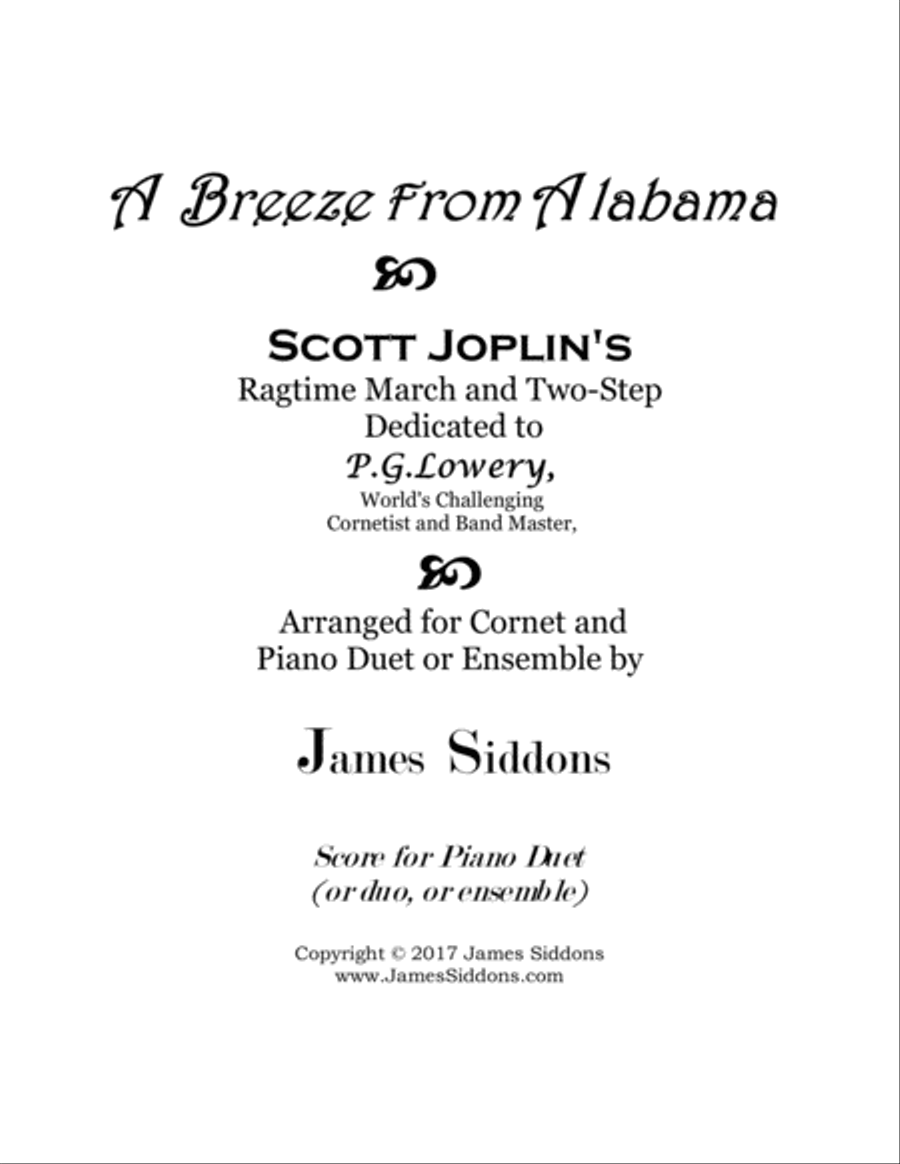 A Breeze from Alabama Piano Duet or Ensemble Part Piano Duet scores gallery preview page 1