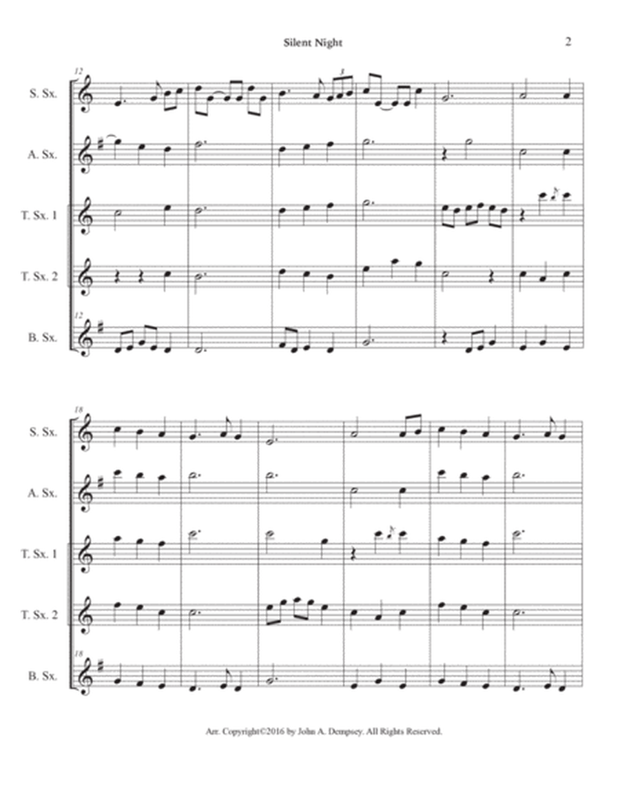 Silent Night (Sax Quintet: SATTB) image number null