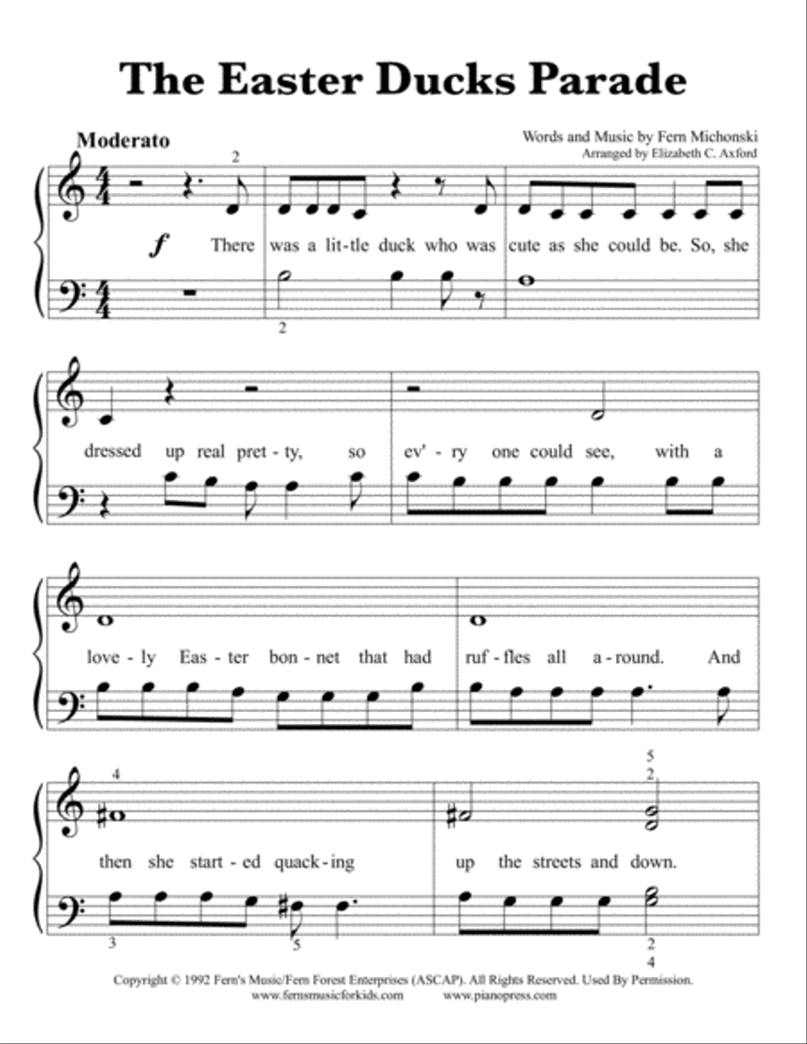 The Easter Ducks Parade The Easter Ducks Parade Easy Piano scores gallery preview page 2
