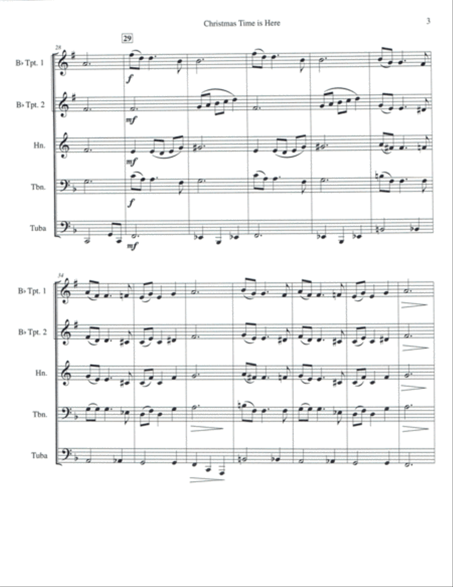 Christmas Time Is Here Brass Ensemble scores gallery preview page 3
