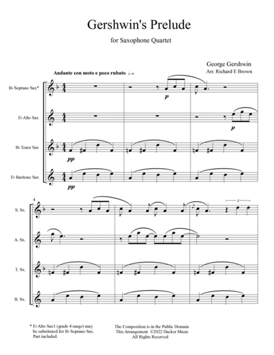 Gershwin's Prelude - Saxophone Quartet image number null