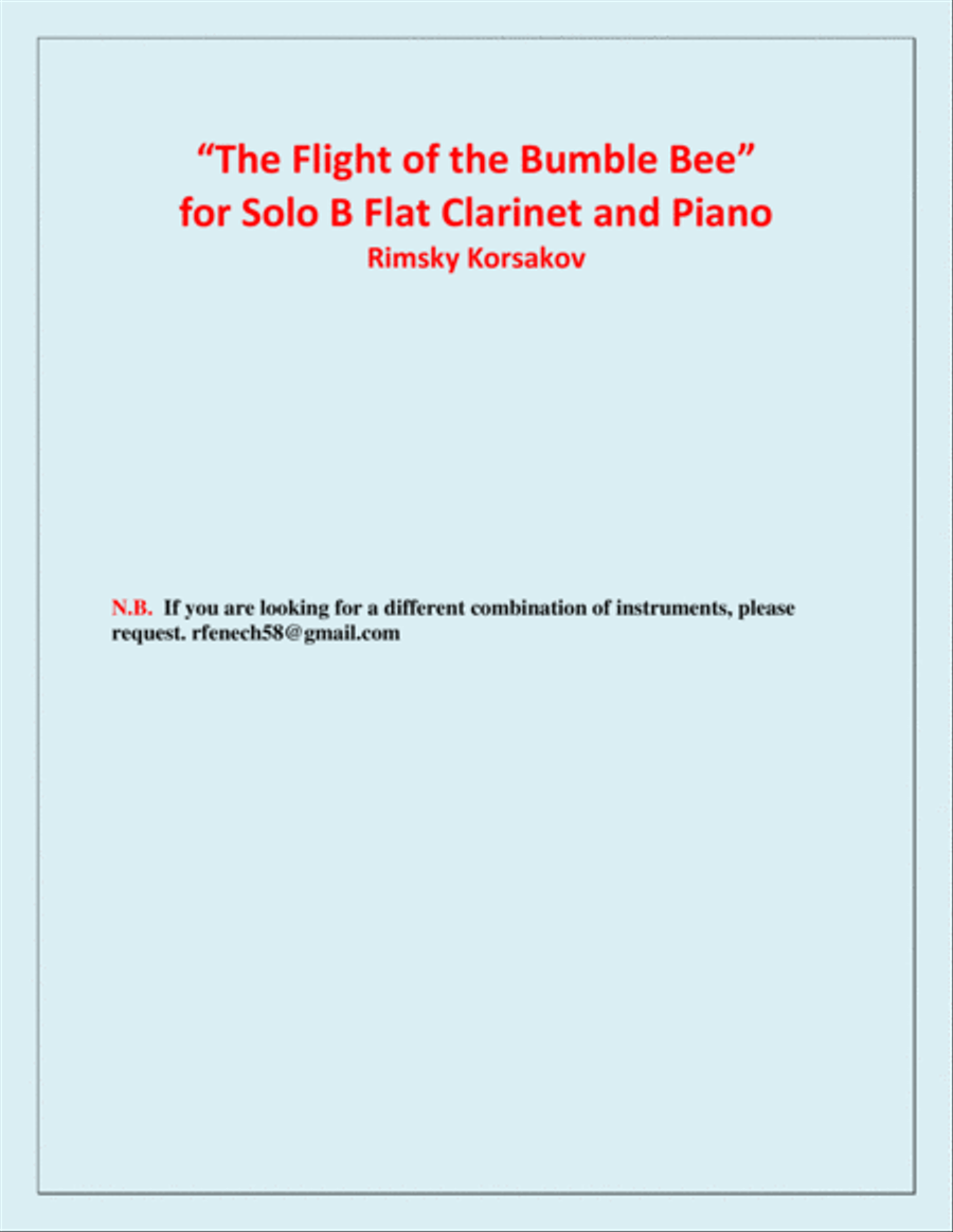 The Flight of the Bumble Bee - Rimsky Korsakov - for Bb Clarinet and Piano B-Flat Clarinet scores gallery preview page 3