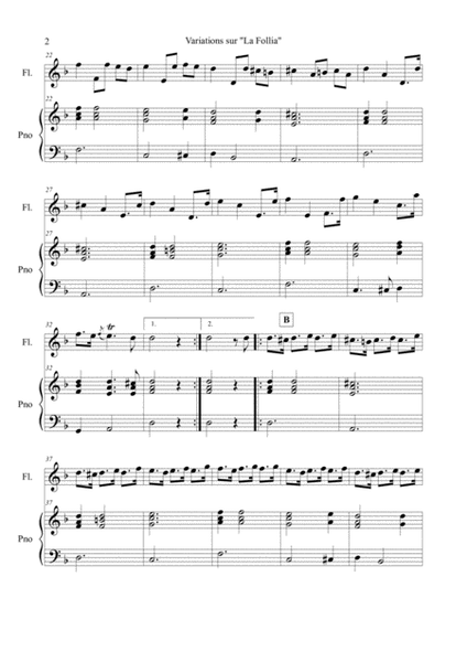 Playford, John : La Follia - Variations pour flûte (ou flûte à bec ou violon) et clavier image number null