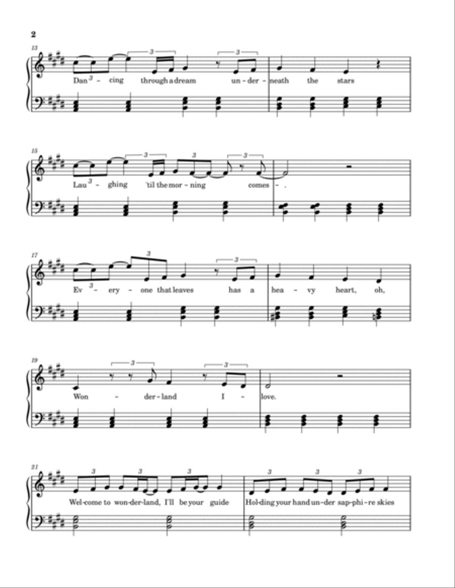 Welcome To Wonderland Piano Solo scores gallery preview page 2