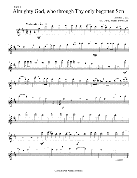 Almighty God, who through thy only begotten Son (Easter motet) for flute quartet (3 flutes and 1 alt image number null