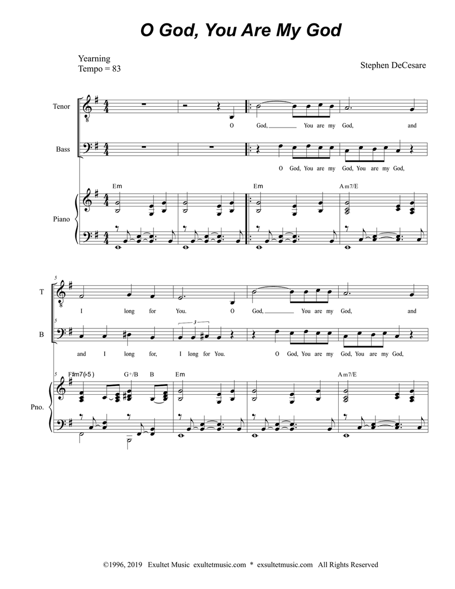 O God, You Are My God (Duet for Tenor and Bass Solo) Bass Voice scores gallery preview page 2