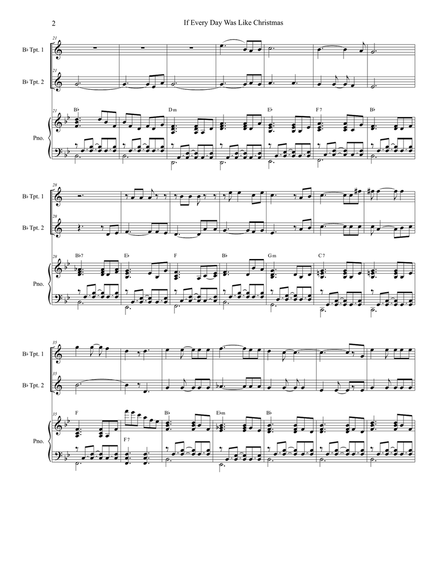 If Every Day Was Like Christmas Trumpet Duet scores gallery preview page 2