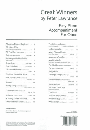 Great Winners For Oboe Piano Accomp