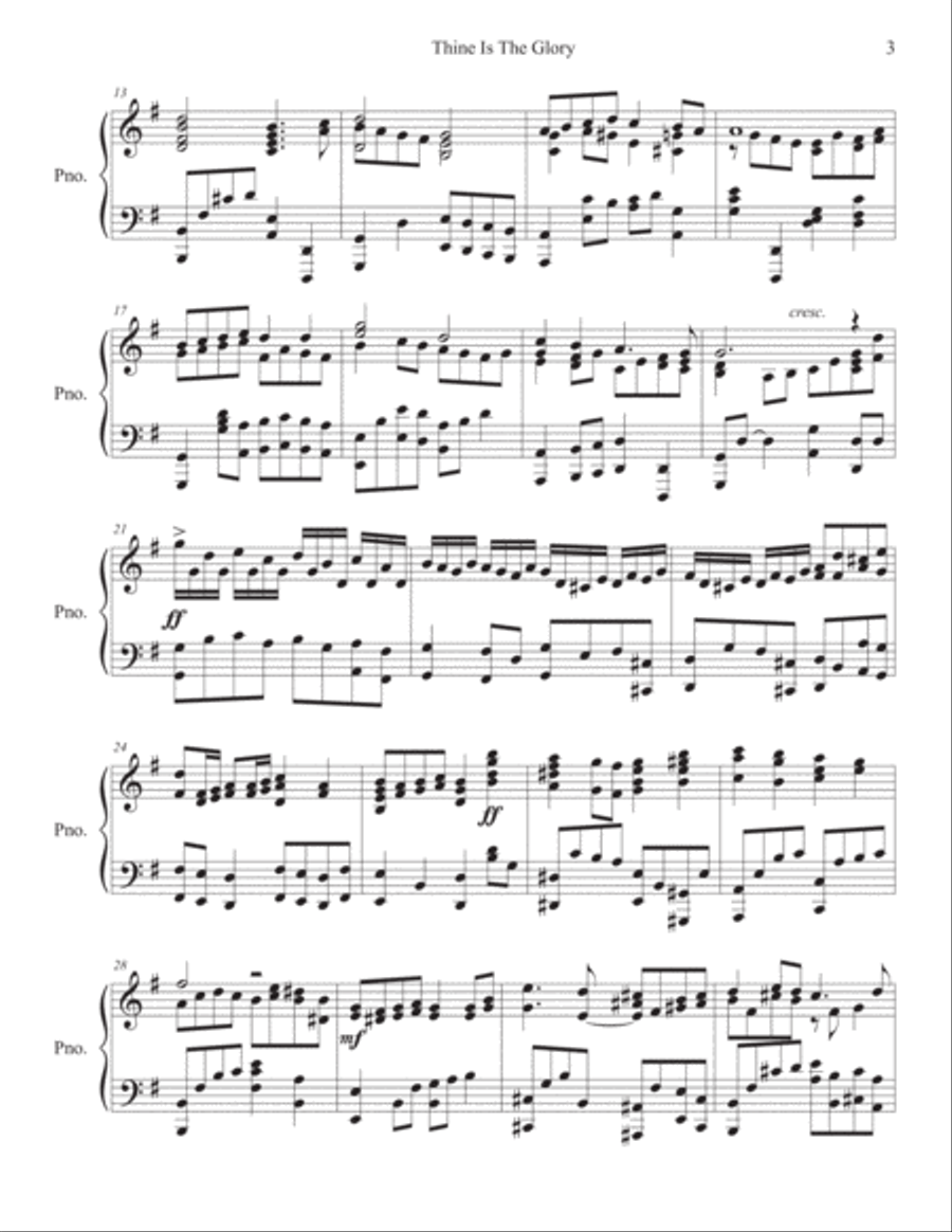 Postlude on Thine Is the Glory Easter Piano Solo Advanced Piano Solo scores gallery preview page 3