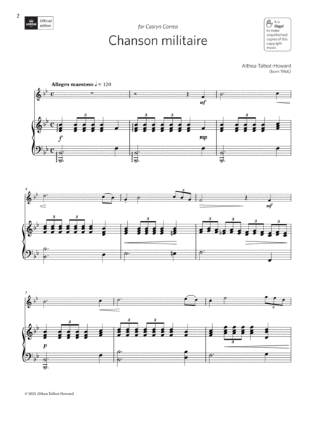 Chanson Militaire (Grade 3 List A8 from the ABRSM Oboe syllabus from 2022)
