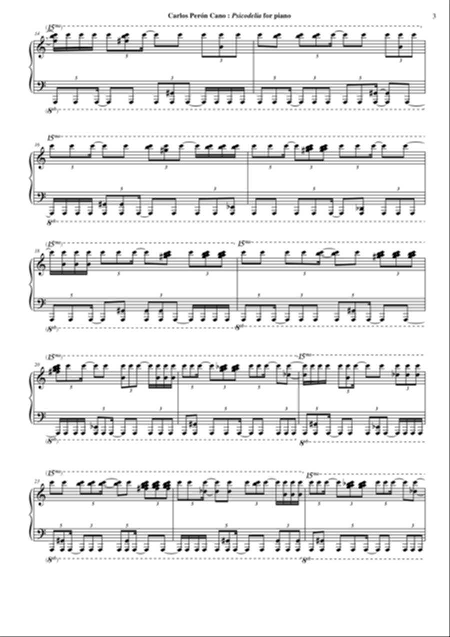 Carlos Perón Cano: Psicodelia for piano Piano Solo scores gallery preview page 3