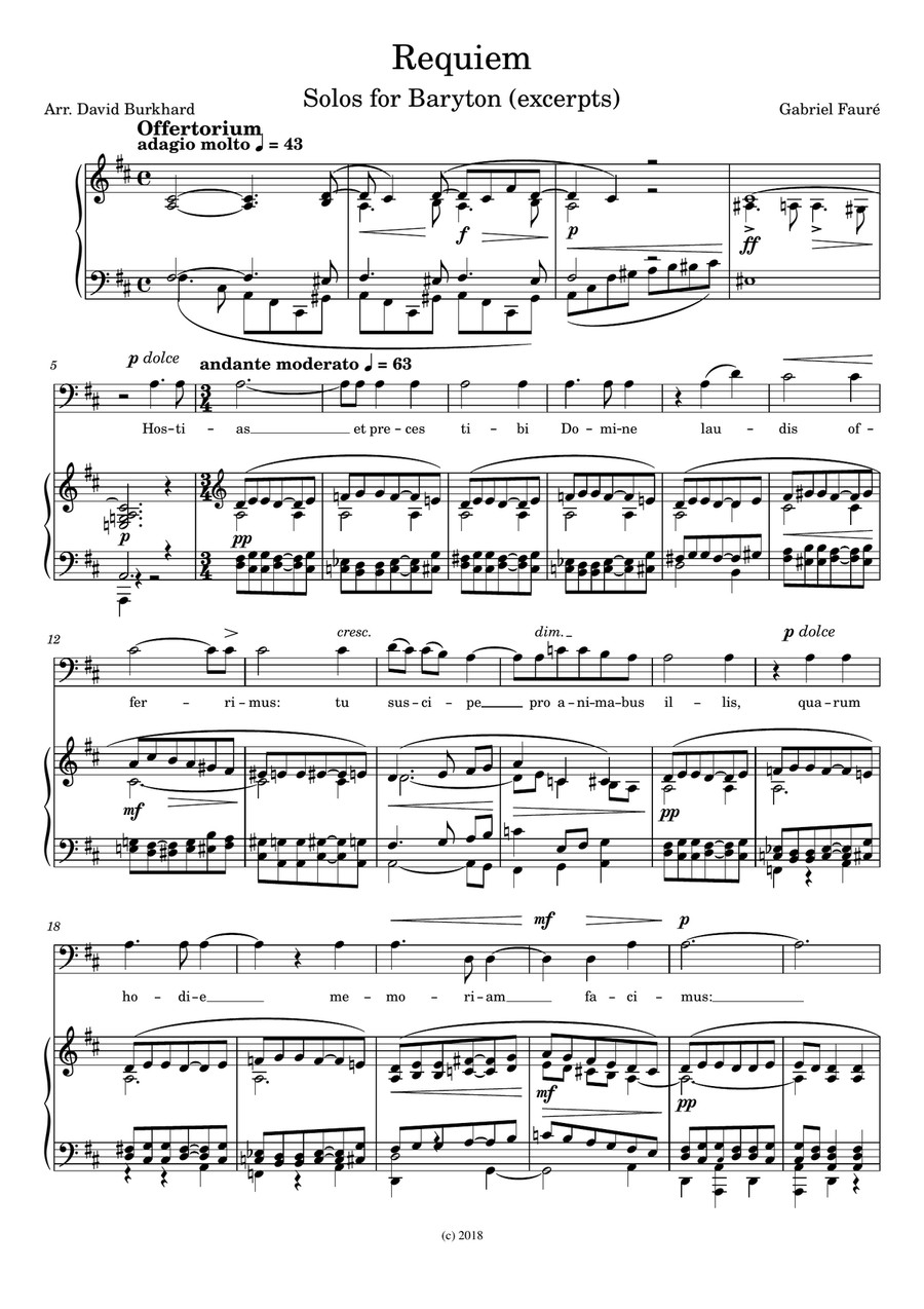 G. Fauré : Requiem, Solos for Baritone Baritone Horn TC scores gallery preview page 1