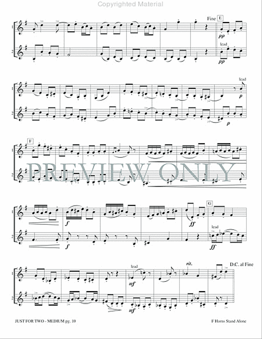 Just for Two Medium (stand alone version) Brass Duet scores gallery preview page 12