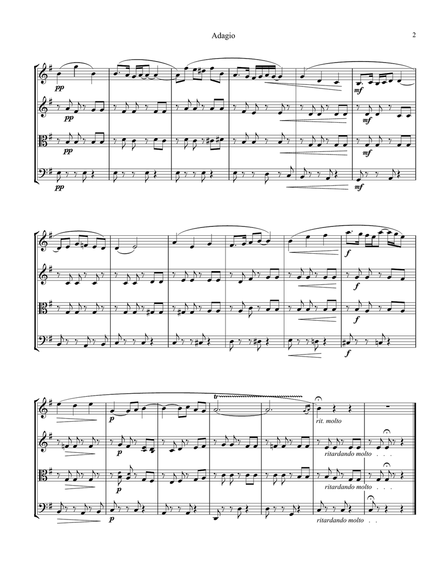Adagio assai for string quartet (abridged) String Quartet scores gallery preview page 3