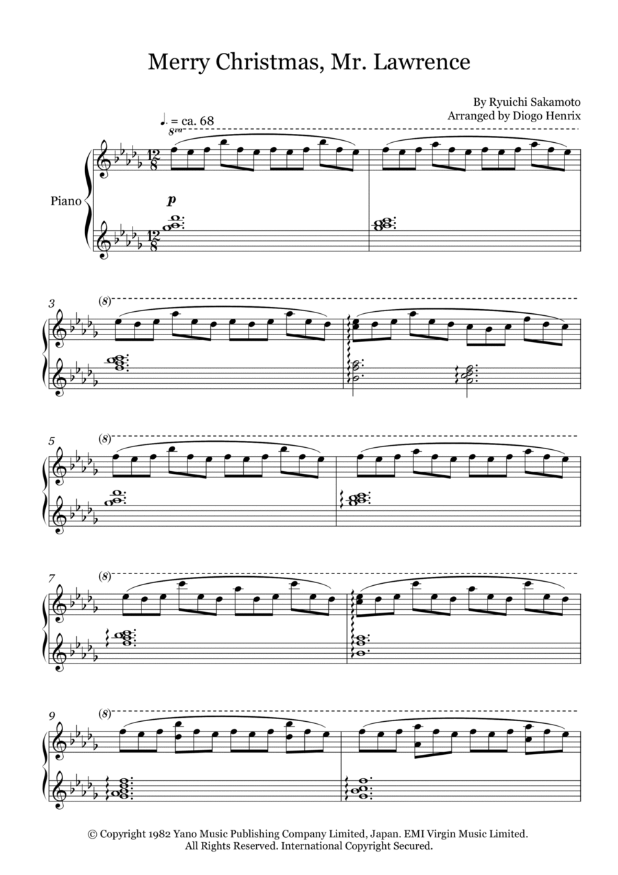 Merry Christmas, Mr. Lawrence Piano Solo scores gallery preview page 1