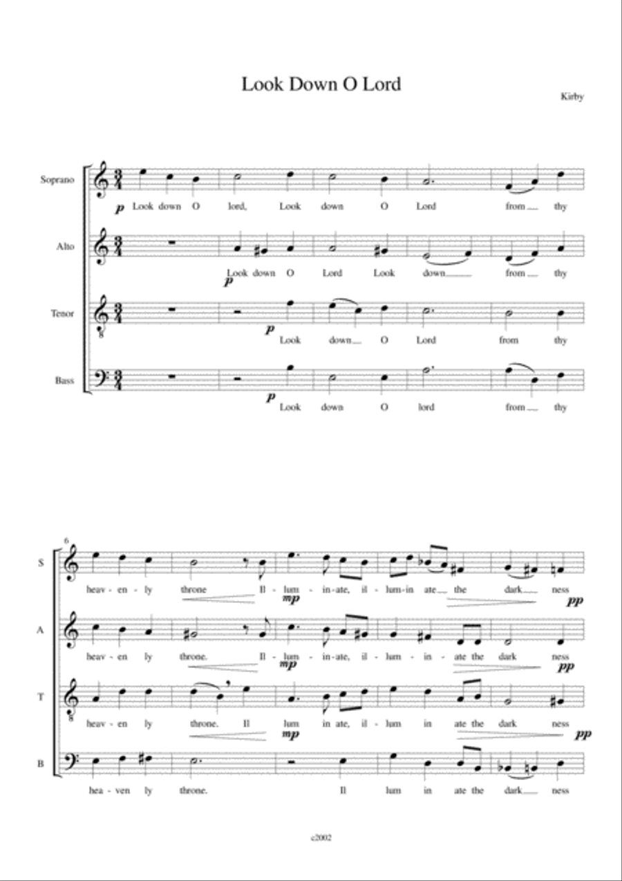 Look Down O Lord - an Anthem for Compline 4-Part - Digital Sheet Music