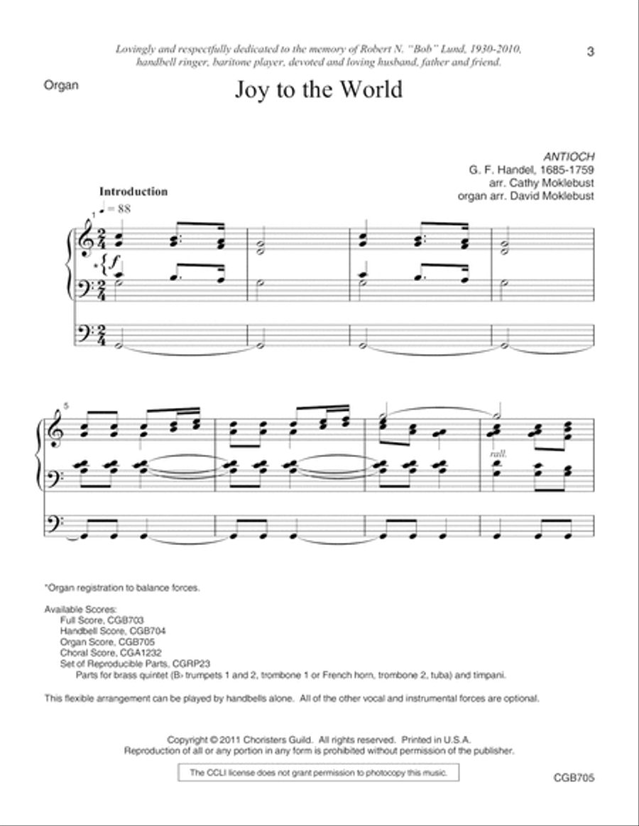 Joy to the World (Organ Score) Handbell Choir scores gallery preview page 3