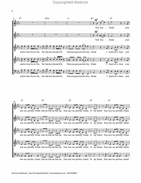 Your New Stupid Boyfriend (TTBB + Optional SA) by Jack Curtis Dubowsky Choir - Sheet Music