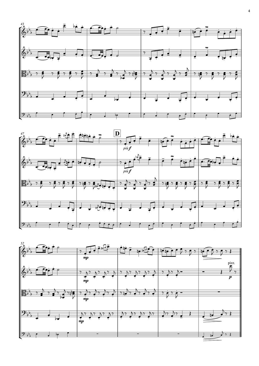 Bonetrousle (from Undertale) String Quartet scores gallery preview page 4