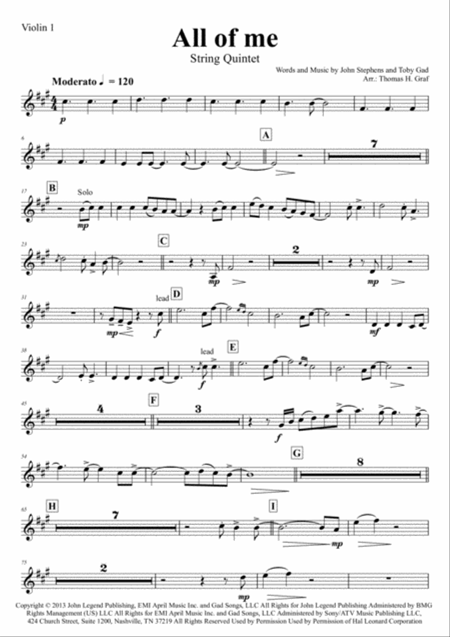 All Of Me String Quartet scores gallery preview page 6
