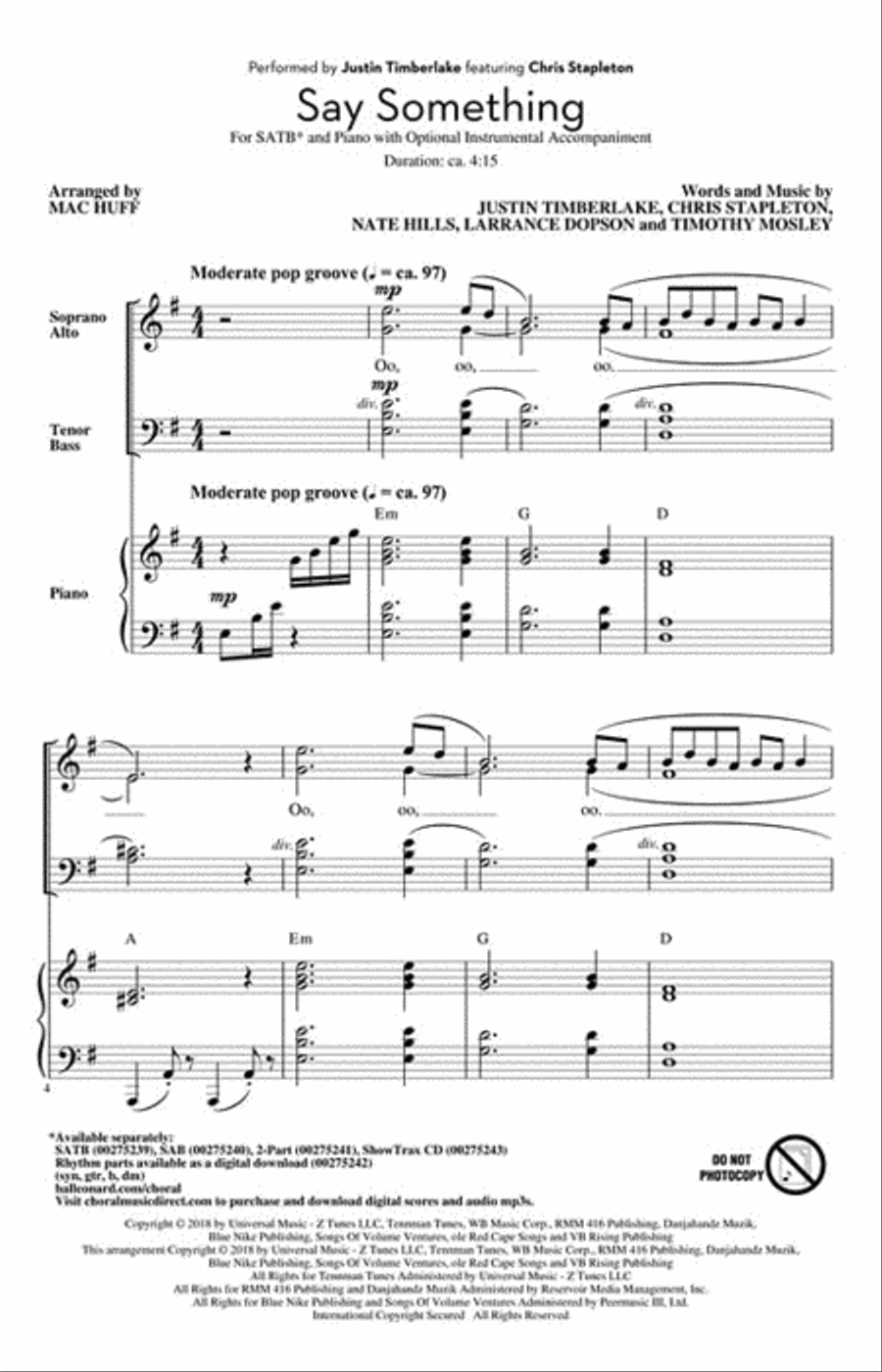 Say Something Say Something 4-Part scores gallery preview page 2