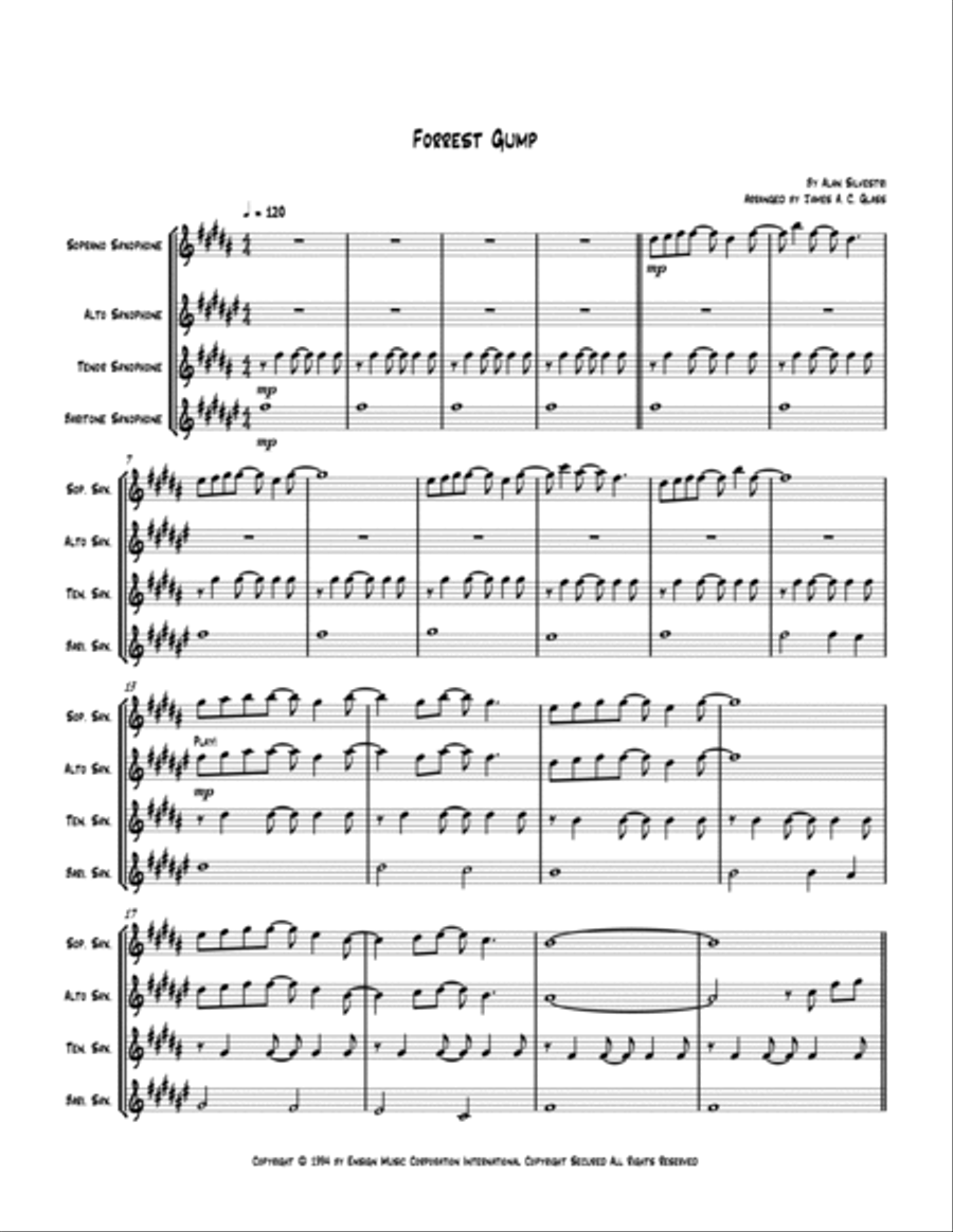 Forrest Gump Suite Saxophone Quartet scores gallery preview page 2