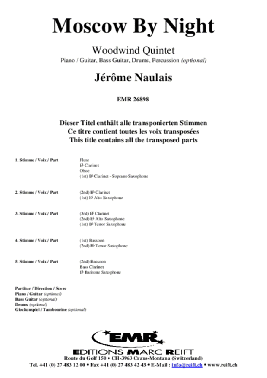 Moscow By Night Woodwind Quintet scores gallery preview page 2