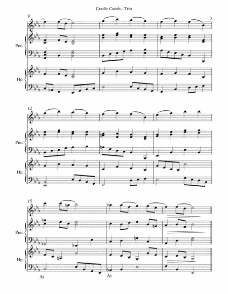 Cradle Carols, Trio for C Instrument, Pedal Harp and Piano or Organ image number null