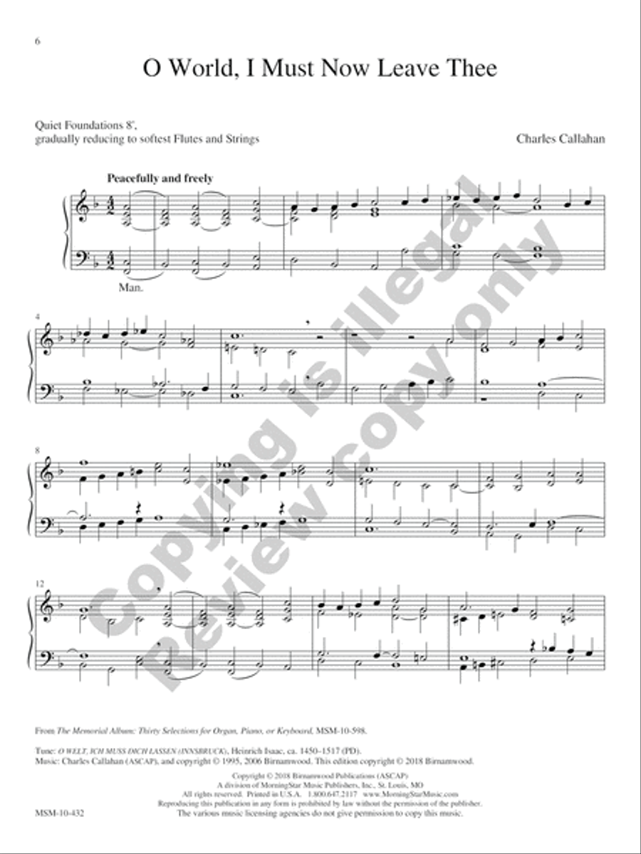 In Memoriam: Funeral Music for Organ Organ Solo scores gallery preview page 6