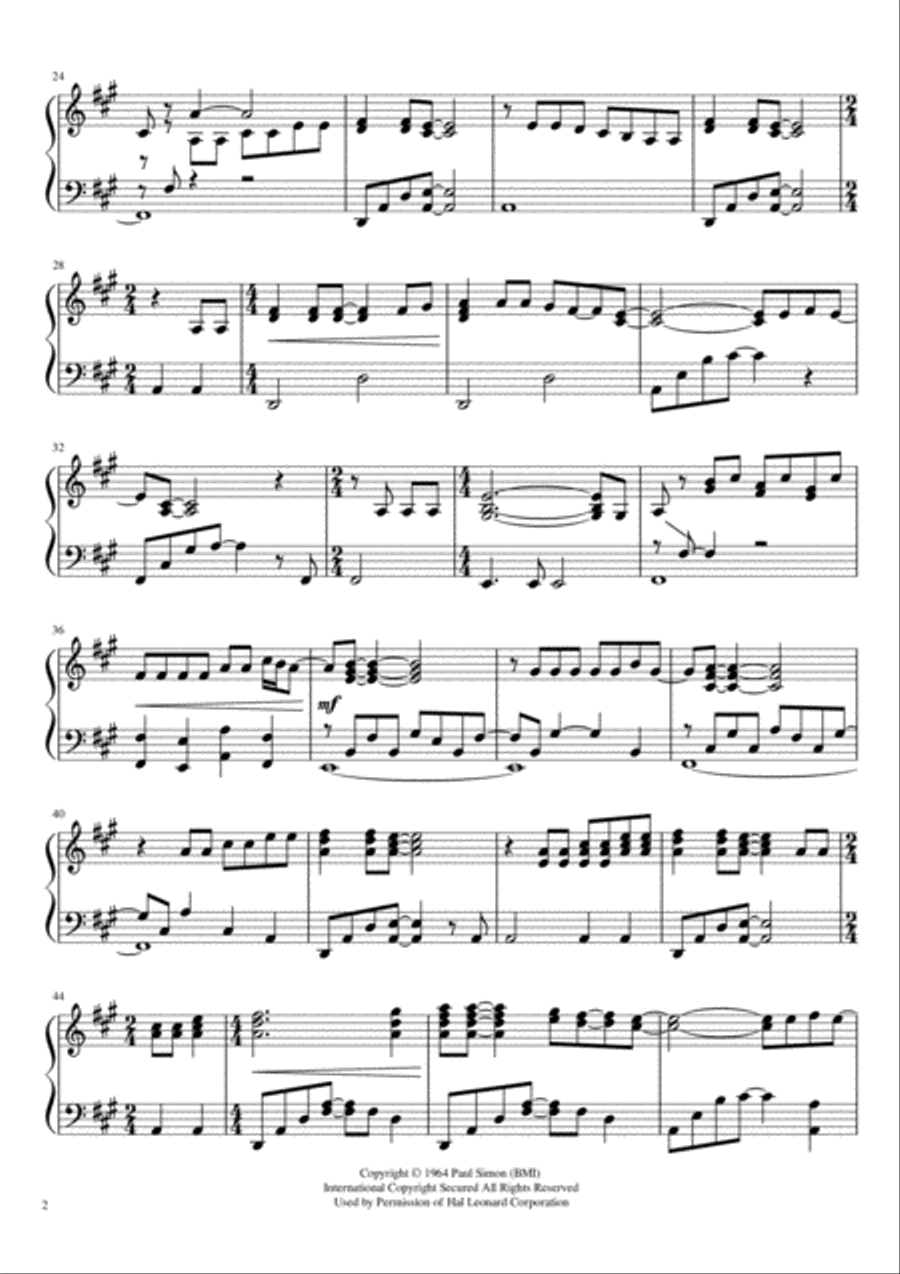 The Sound Of Silence Piano Solo scores gallery preview page 2