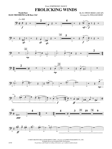 Frolicking Winds (from Symphonic Dance): (wp) 3rd B-flat Trombone B.C.