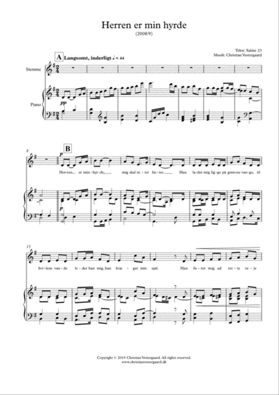 Herren er min hyrde (høj stemme + klaver) Voice scores gallery preview page 2