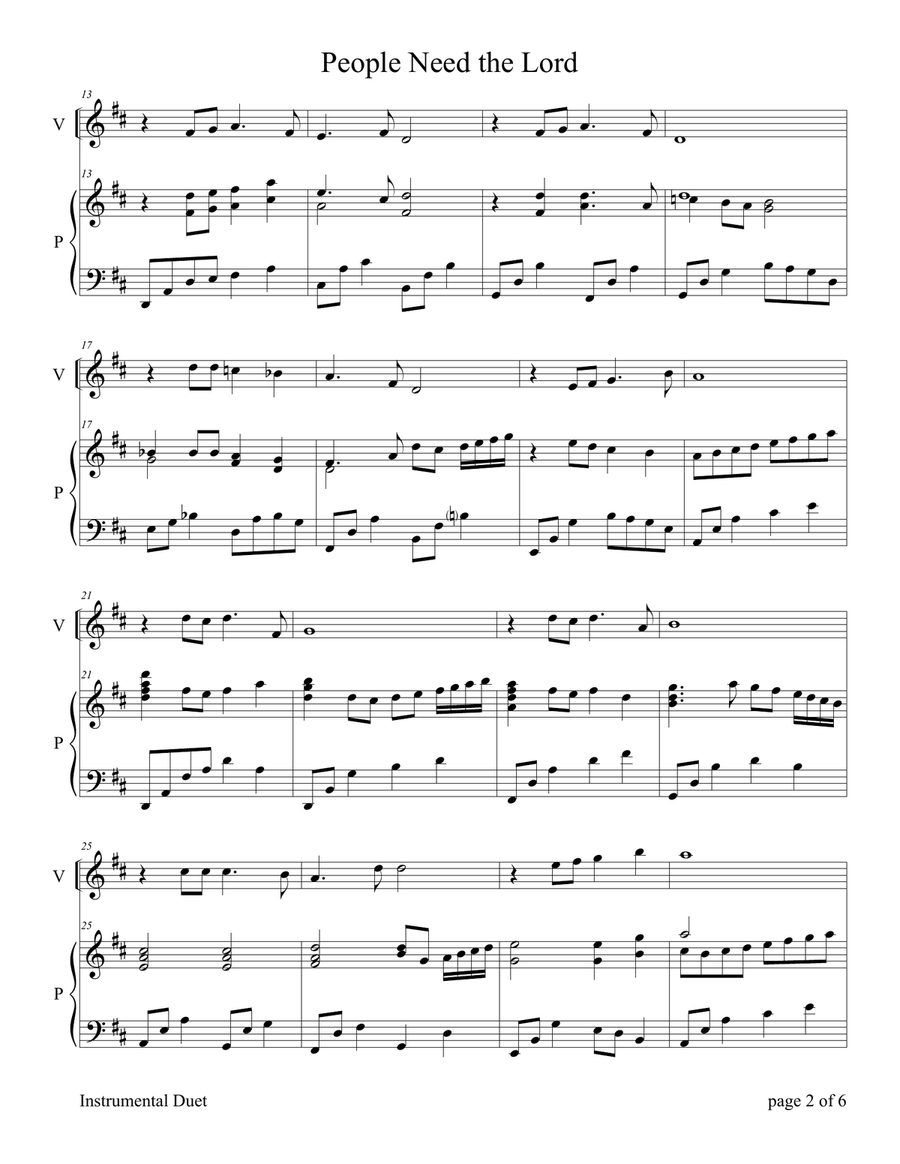 People Need The Lord Violin Solo scores gallery preview page 4