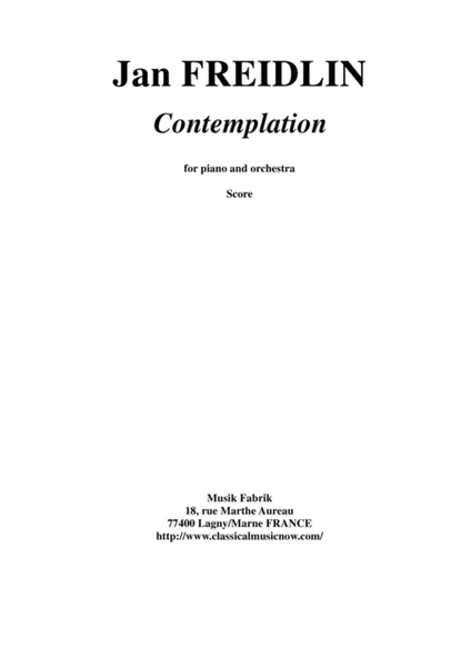Jan Freidlin: Contemplation for piano and string orchestra, score only