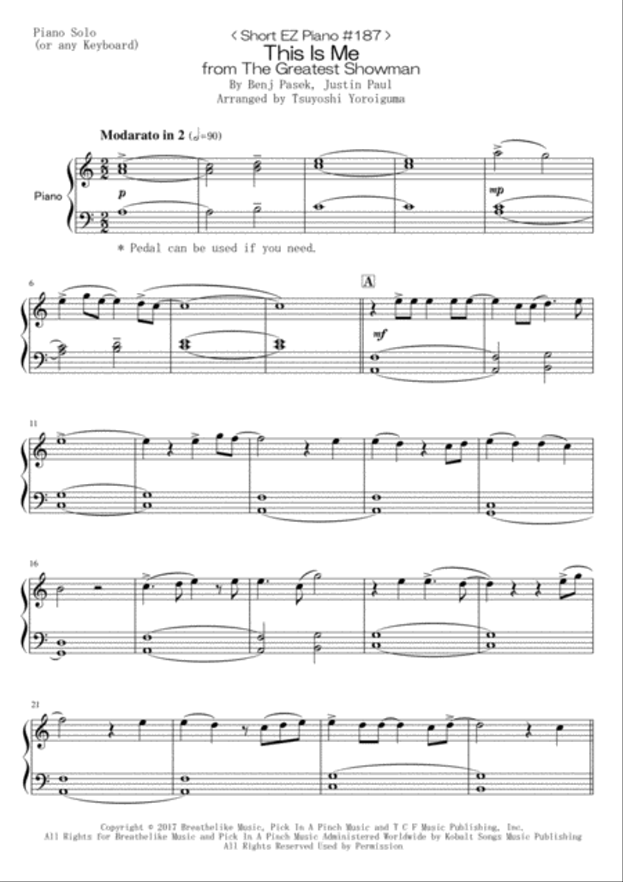 This Is Me Easy Piano scores gallery preview page 1