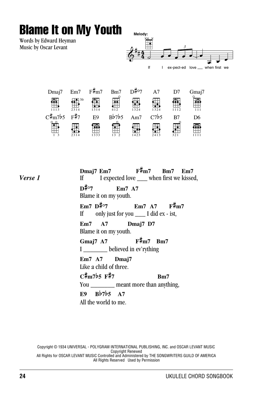 Blame It On My Youth Ukulele scores gallery preview page 1