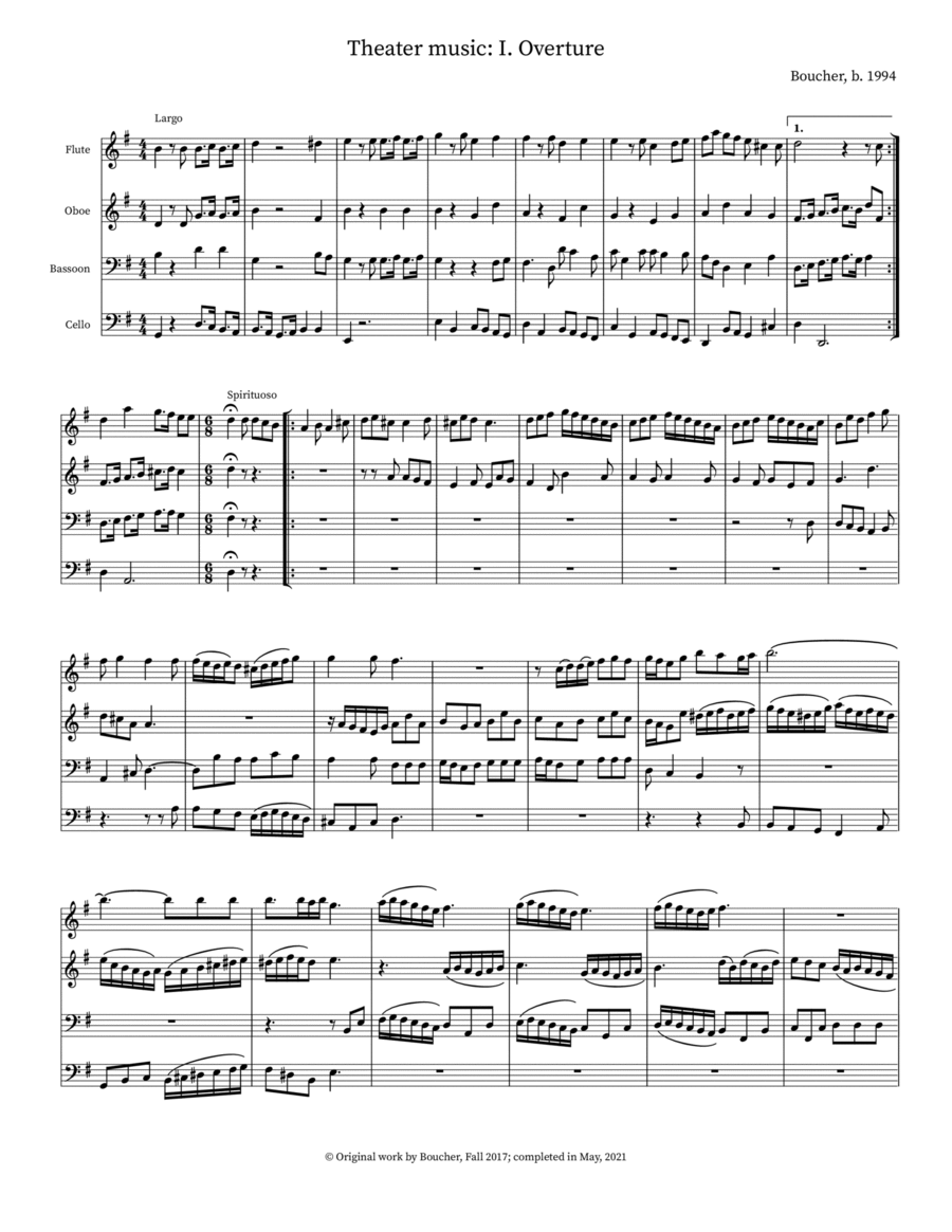 Theater Music: Overture in G Major Small Ensemble scores gallery preview page 1