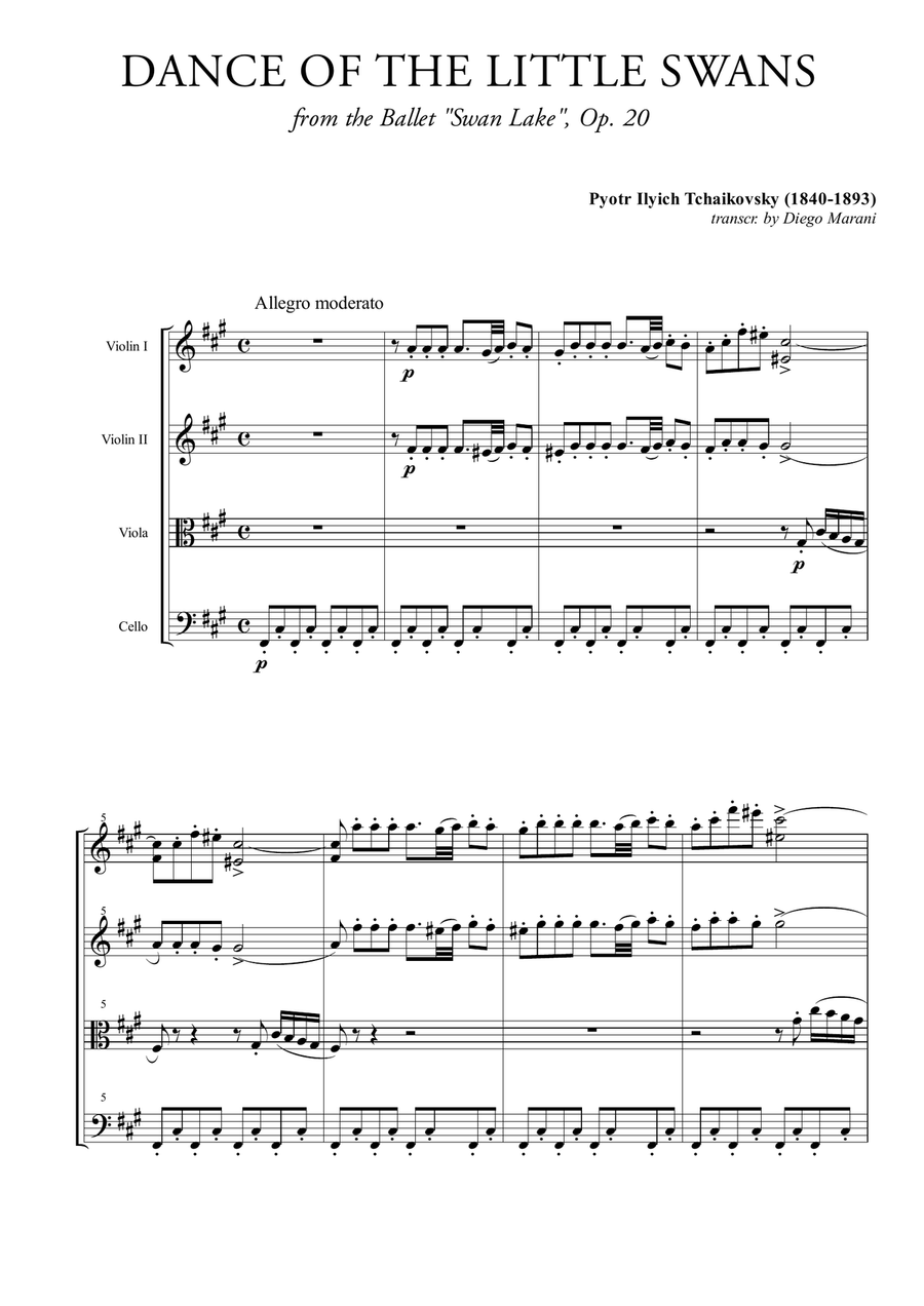 Dance of the Little Swans for String Quartet String Quartet scores gallery preview page 3