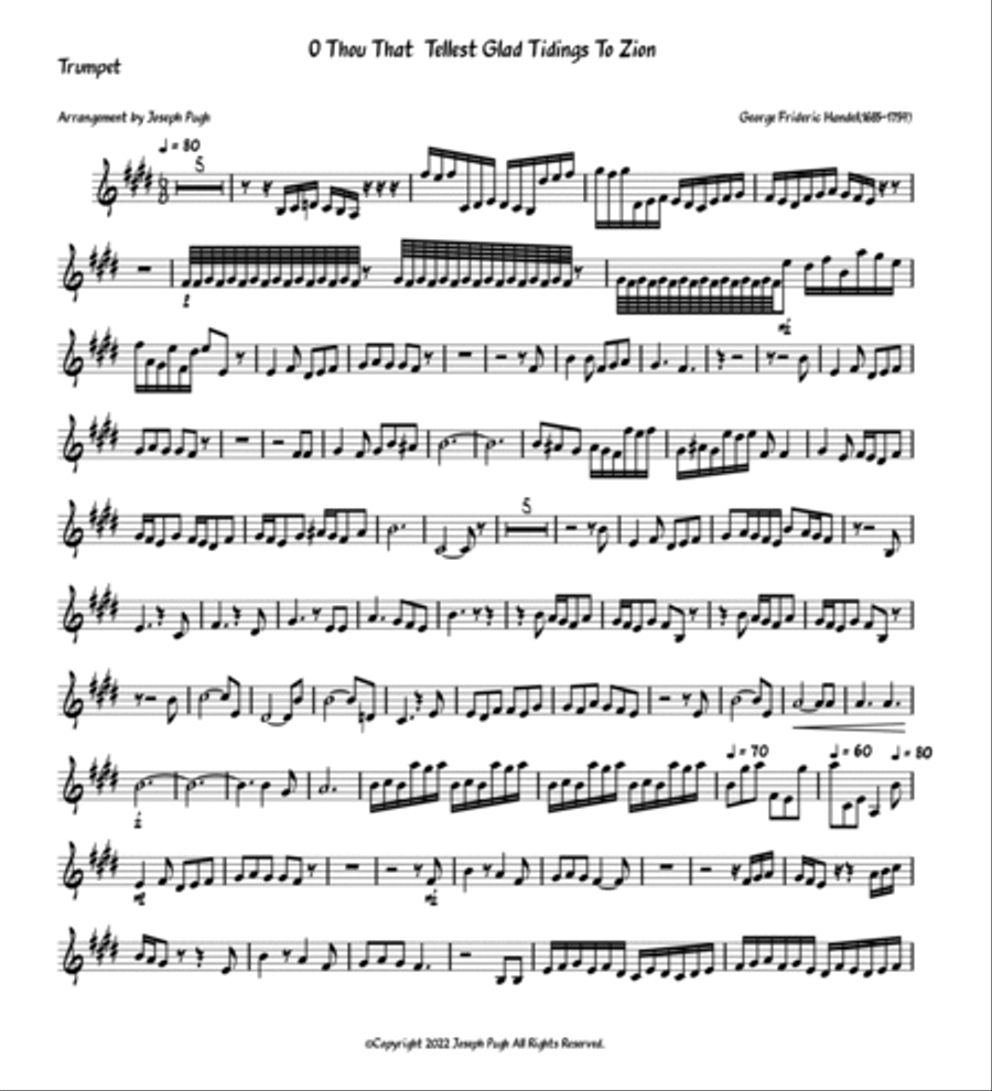 Messiah(O Thou That Tellest Glad Tidings To Zion) Brass Quintet Brass Quintet scores gallery preview page 3