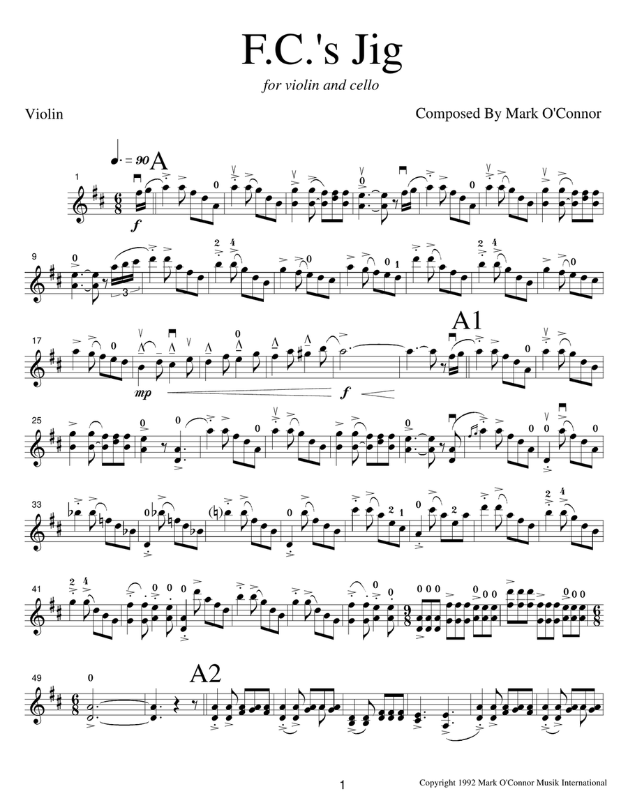 F. C.'s Jig (violin part - vln, cel) String Duet scores gallery preview page 4