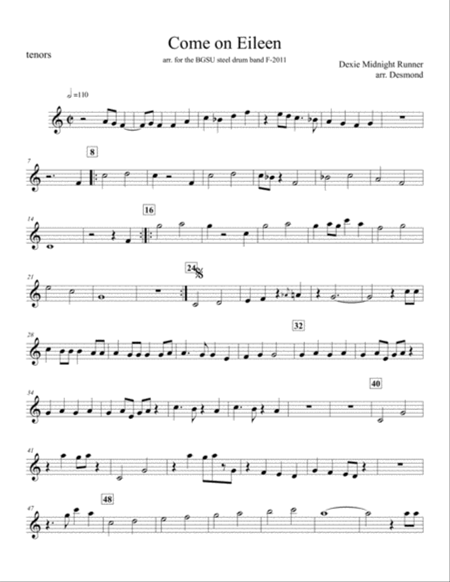 Come On Eileen Percussion Ensemble scores gallery preview page 6