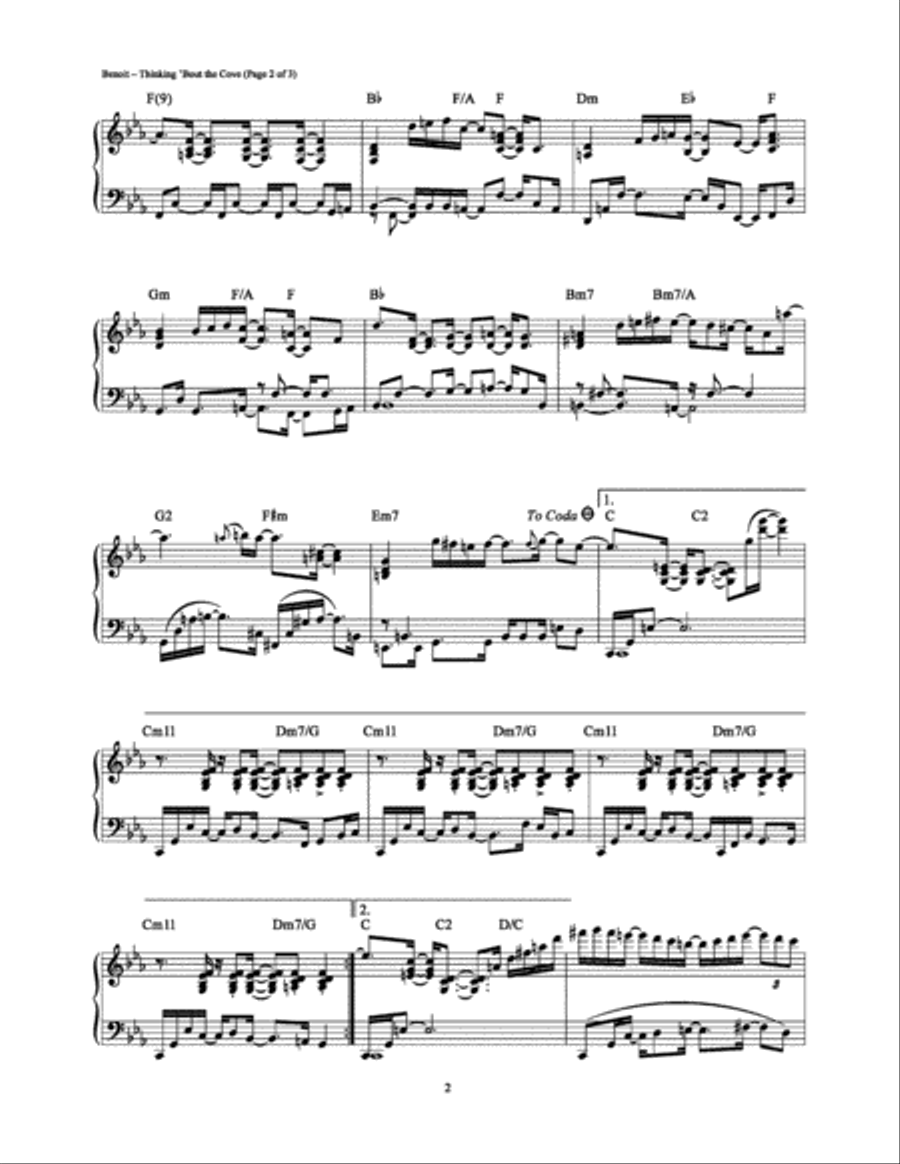 Thinking 'Bout the Cove Piano Solo scores gallery preview page 2