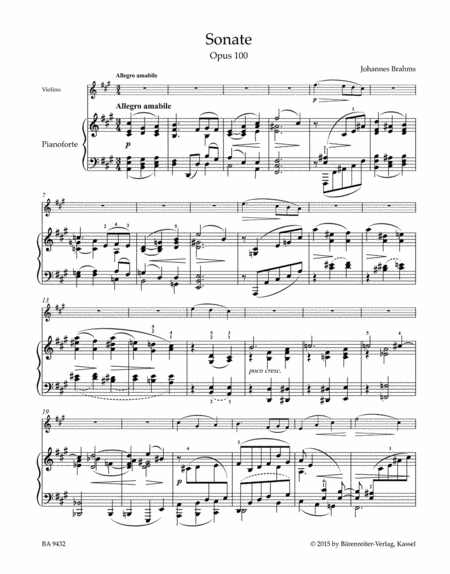 Sonata for Violin and Piano A major op. 100