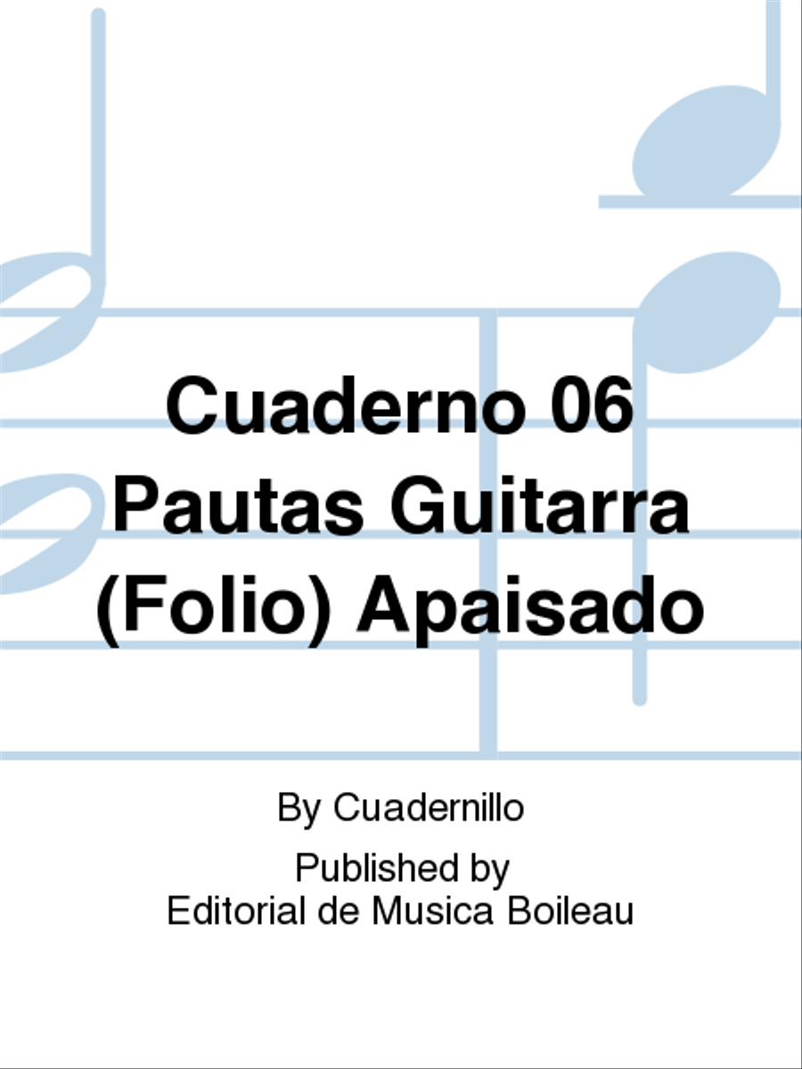 Cuaderno 06 Pautas Guitarra (Folio) Apaisado Staff Paper scores gallery preview page 1